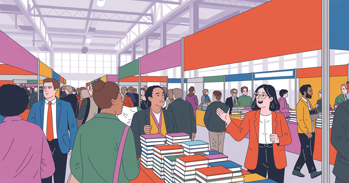 An image of a busy book fair.